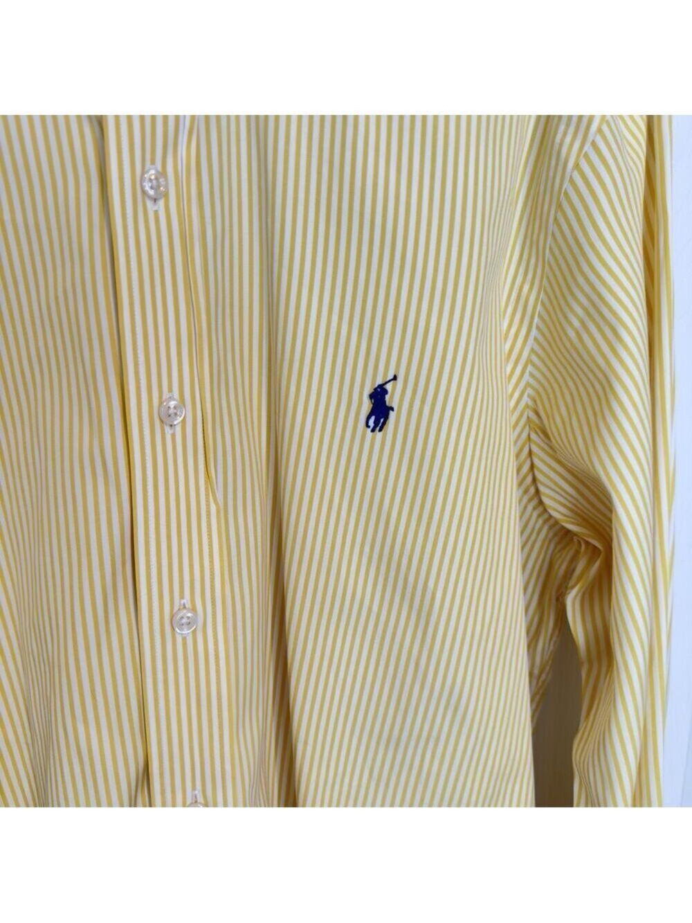 Ralph Lauren Men's Custom Fit Striped Poplin Shirt Yellow Size 16/34-35 $168 - Picture 4 of 8